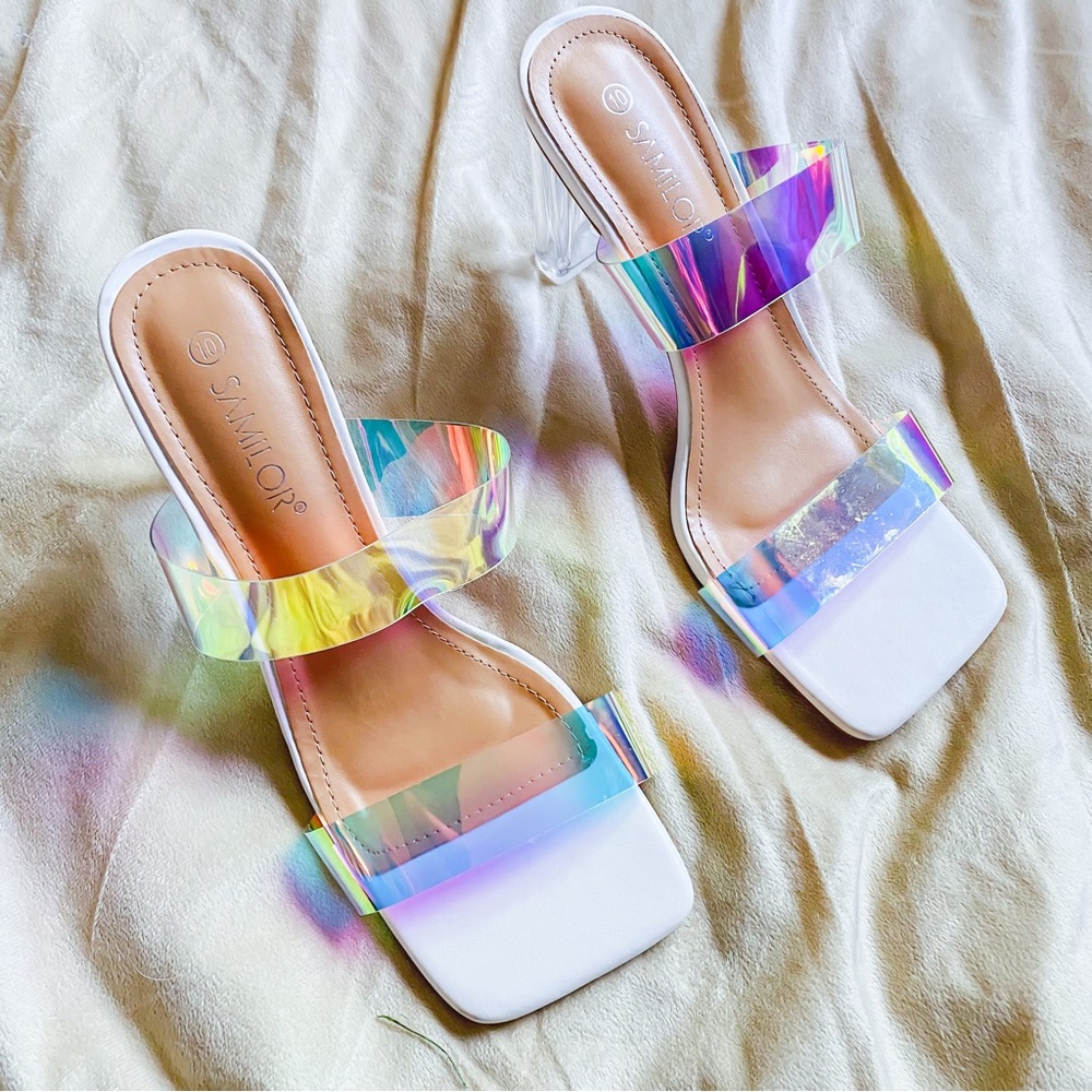 Samilor Womens Clear Chunky Heels